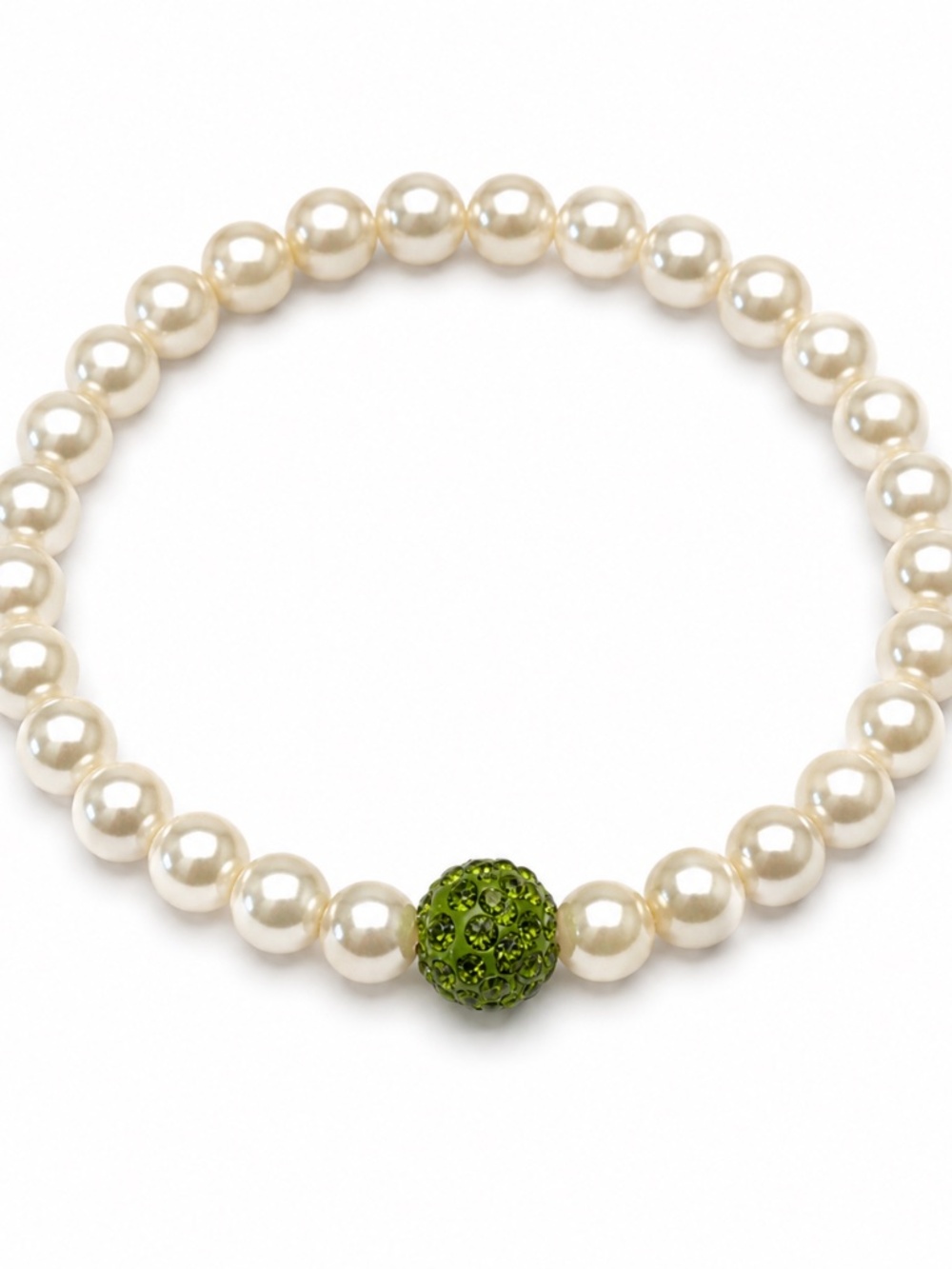 Olivine Shamballa Faux Pearl Stretch Bracelet